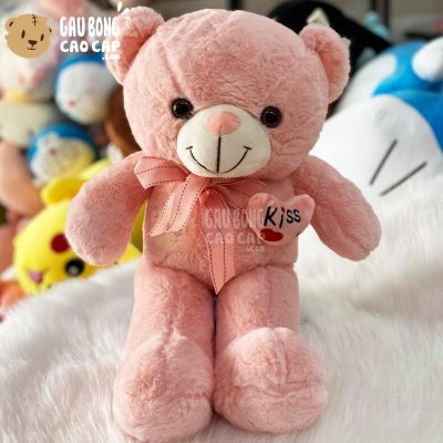 Gấu Teddy Nơ Sọc ngực Tim Kiss Me