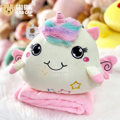 Gối mền Unicorn tròn tóc cầu vồng mình sao