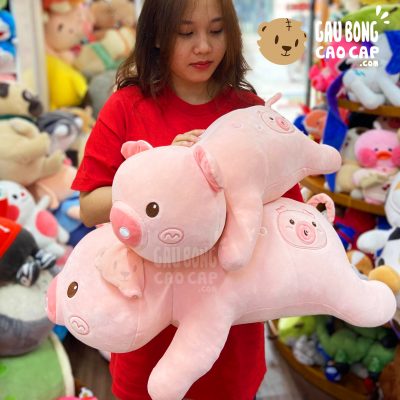 Heo Bông nằm mông thêu hình mặt heo