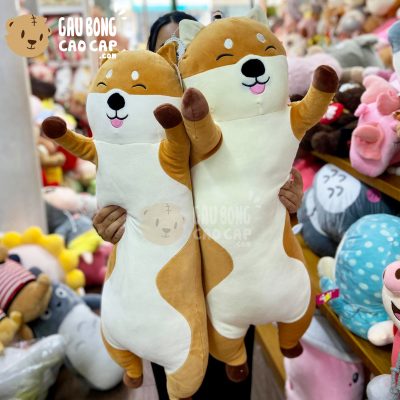 Chó bông SHIBA đứng giơ tay gối ôm dài