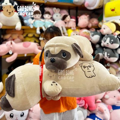 Chó bông mặt xệ nằm lông mịn mông thêu hình Chó