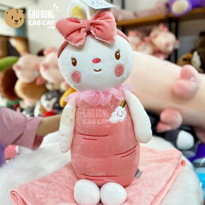 Gối mền Gấu Bông Thỏ Cà Rốt đứng đeo băng đô