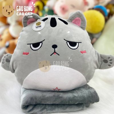 Gối mền Gấu Bông Mèo biểu cảm buồn lông mịn