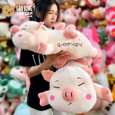 Heo Bông Nằm Ngủ Má Hồng Cánh Tim