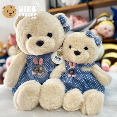 Gấu Teddy lông mịn Smooth Mặc Đầm chấm Bi