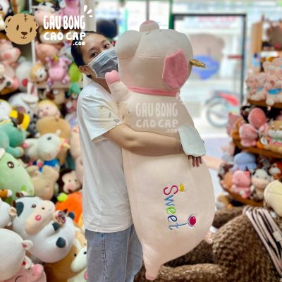 Heo Bông nằm má phính thêu Sweet