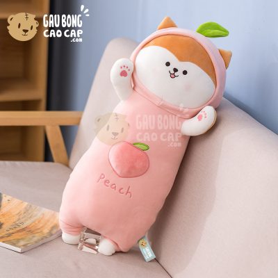 Chó Bông Shiba cosplay trái đào dạng gối ôm