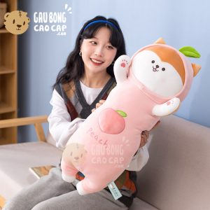 Chó Bông Shiba cosplay trái đào dạng gối ôm