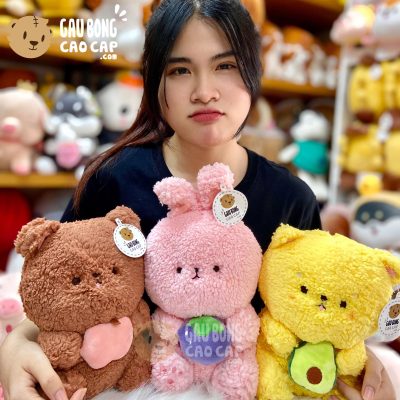 Gấu Bông Má Bự ôm trái cây lông cừu êm mịn