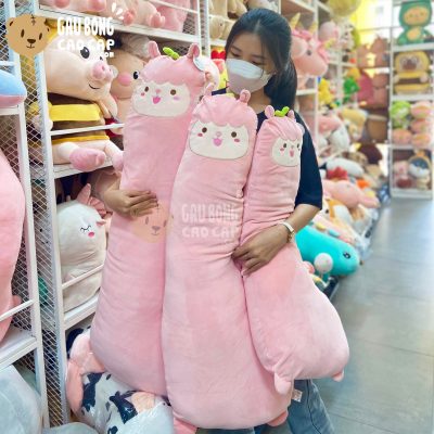 Gối ôm dài Cừu Bông Lama má hồng lông mịn