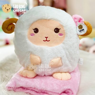 Gối Mền Cừu Bông Baby Tròn Vo
