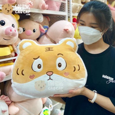 Gối ôm tròn mặt Hổ Bông Má Tim