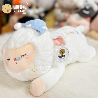 Cừu Bông Baby đội nón nằm ngủ