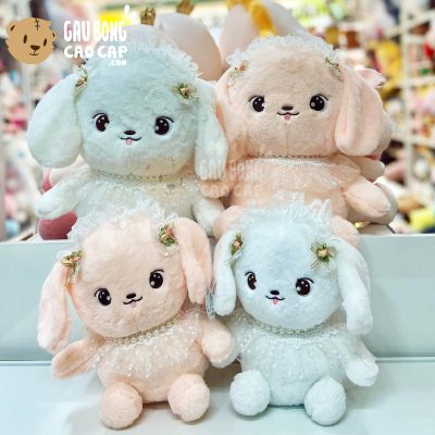 Thỏ Bông Ngồi Đội Khăn Voal