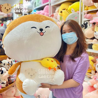 Chó Bông Shiba lông mịn đeo túi hình Gà