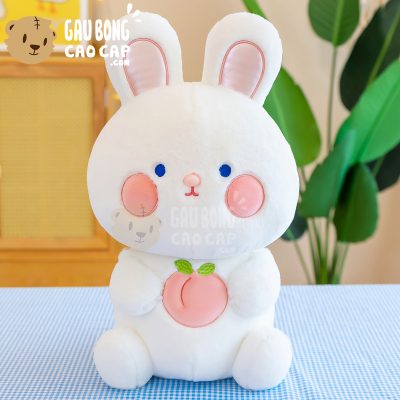 Thỏ Bông Trắng lông tơ bụng thêu Trái Cây