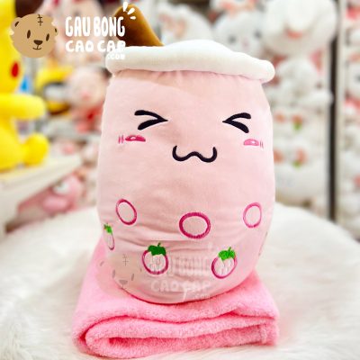 Gối mền Gấu Bông Trà Sữa trái dâu