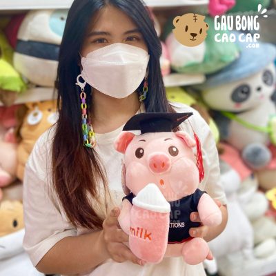 Gấu Bông Tốt Nghiệp Heo Bông ôm Bình Sữa