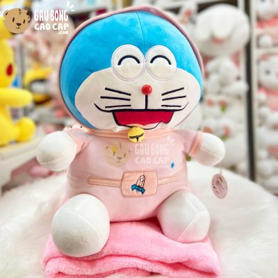 Gấu Bông Doremon có mền 2in1 mặc đồ Phi Hành Gia