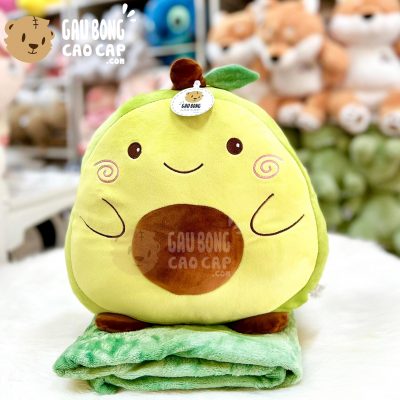 Gối mền 2in1 Gấu Bông Trái Bơ Tròn Cười Mỉm