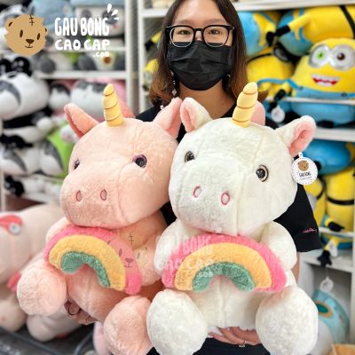 Gấu Bông Kì Lân Unicorn ngồi ôm cầu vồng