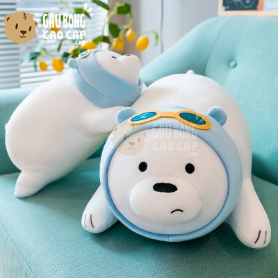 Gấu Bông We Bare Bear Ice Bear nằm đeo kính