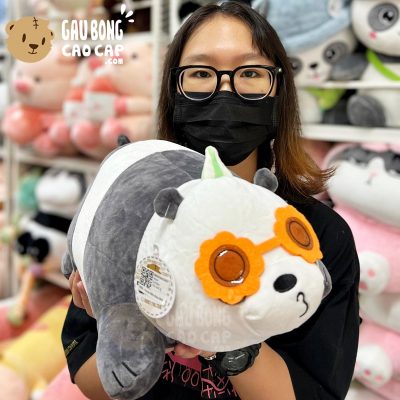 Gấu Bông We Bare Bear Panda nằm đeo kính