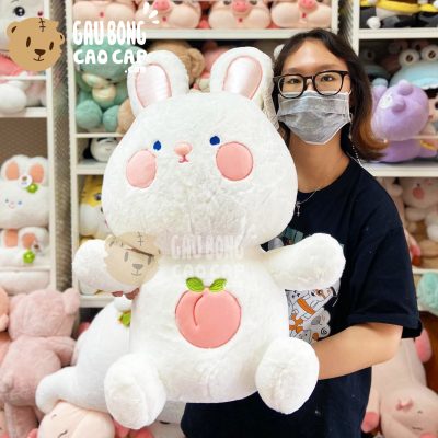 Thỏ Bông Trắng lông tơ bụng thêu Trái Cây