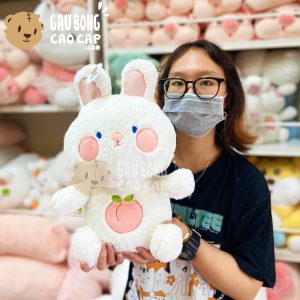 Thỏ Bông Trắng lông tơ bụng thêu Trái Cây
