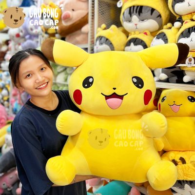Gấu Bông Pikachu lông mịn ngồi cười lớn