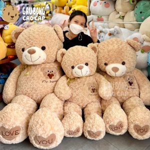 Gấu Teddy lông xoắn Ngực thêu Gấu My Heart