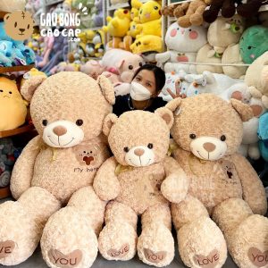 Gấu Teddy lông xoắn Ngực thêu Gấu My Heart