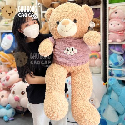 Gấu Bông Teddy lông xoắn mặc áo len Đám Mây Biểu Cảm