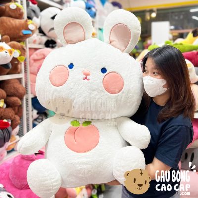 Thỏ Bông Trắng lông tơ bụng thêu Trái Cây