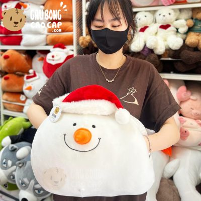 Gấu Bông Noel Người Tuyết gối ôm tròn đút tay
