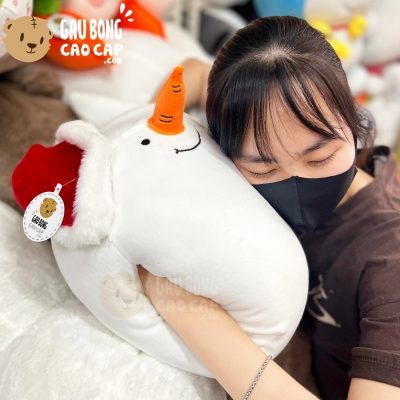 Gấu Bông Noel Người Tuyết gối ôm tròn đút tay