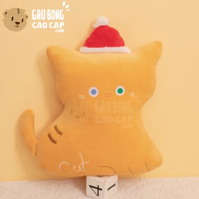 Gấu Bông Noel Mèo Vàng gối tựa lưng lông mịn
