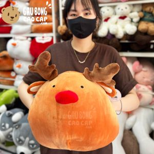 Gấu Bông Noel Gối ôm tròn đút tay Tuần Lộc Noel