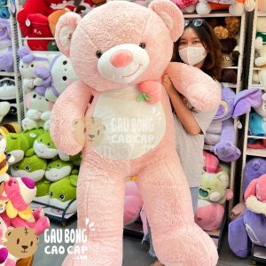 Gấu Teddy Smile ngực đính trái Đào