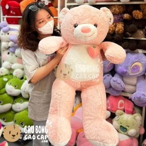 Gấu Teddy Smile ngực đính trái Đào