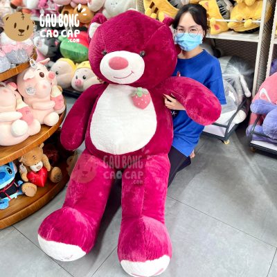 Gấu Teddy Smile ngực đính Trái Dâu