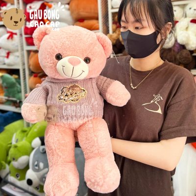 Gấu Teddy Smooth mặc áo len Thêu Mây Kim Sa lấp lánh