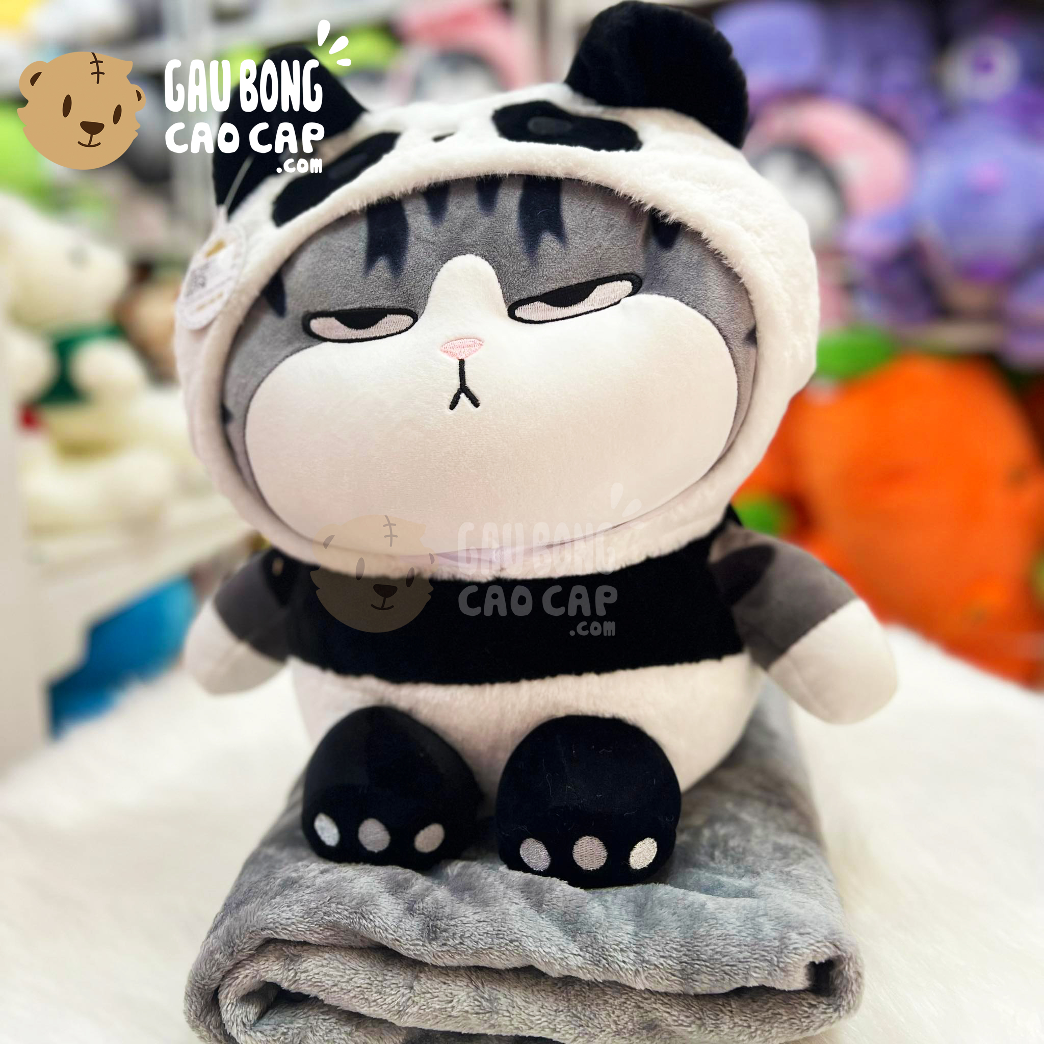 Gối mền 2in1 Mèo Bông Hoàng Thượng cosplay Panda
