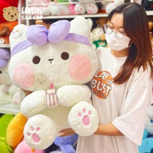 Thỏ Bông trắng Má Hồng đeo nơ