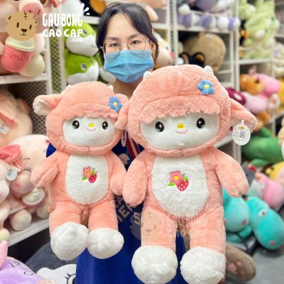 Gấu Bông Cừu bụng thêu Dâu