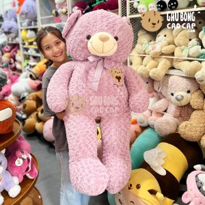 Gấu Teddy Lông Xoắn Ngực Thêu Gấu My Heart màu Tím