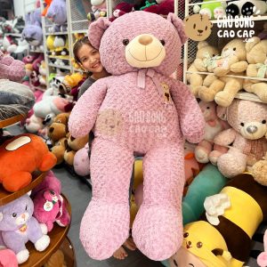 Gấu Teddy Lông Xoắn Ngực Thêu Gấu My Heart màu Tím