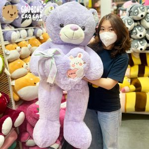 Gấu Teddy lông Smooth ôm Tim thêu Thỏ Bông