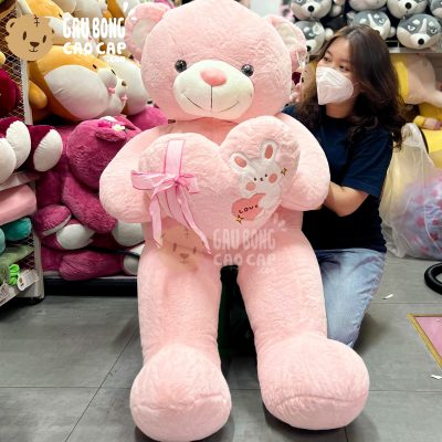 Gấu Teddy lông Smooth ôm Tim thêu Thỏ Bông