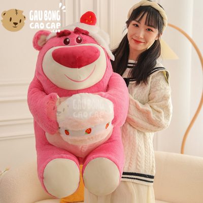 Gấu Bông Lotso ôm Bánh Kem Dâu